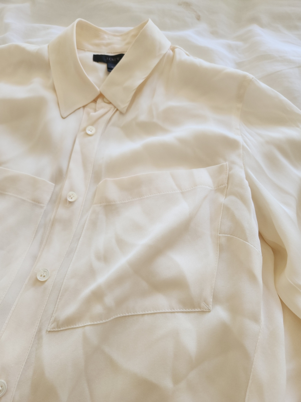 J. Crew Cream Button-Down Silk Blouse - Picture 6 of 9